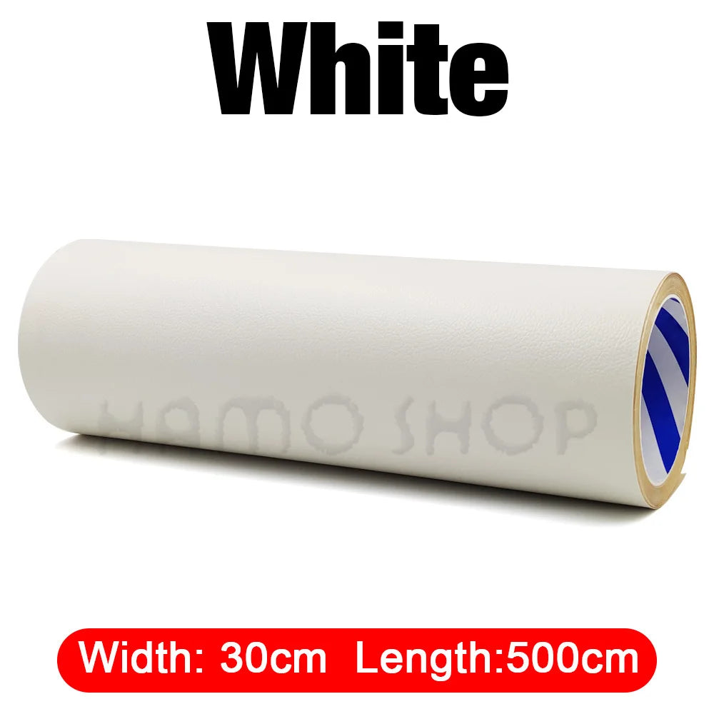 White roll of self-adhesive PU leather repair patch for furniture and car seats
