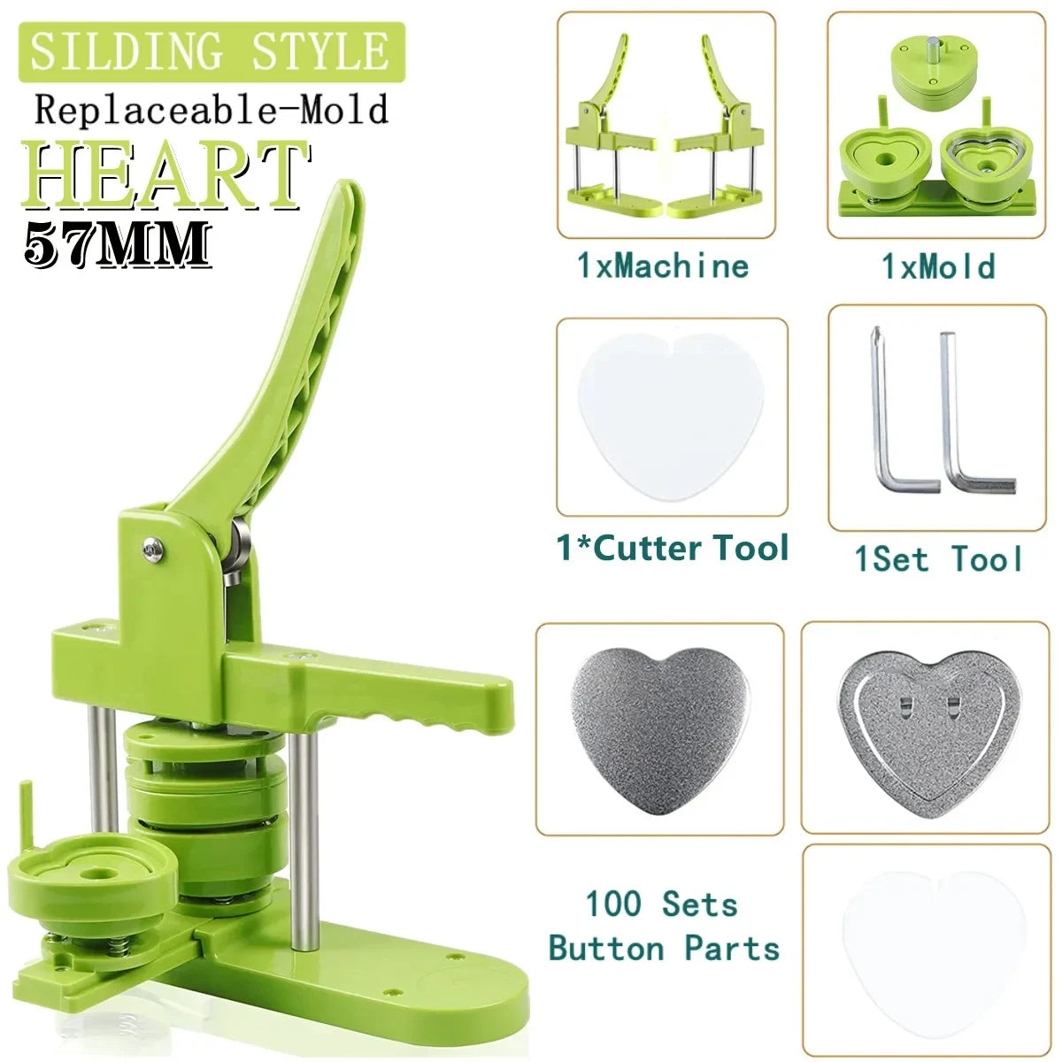 DIY Pin Button Maker Machine Kit with 100 Button Parts and Circle Cutter