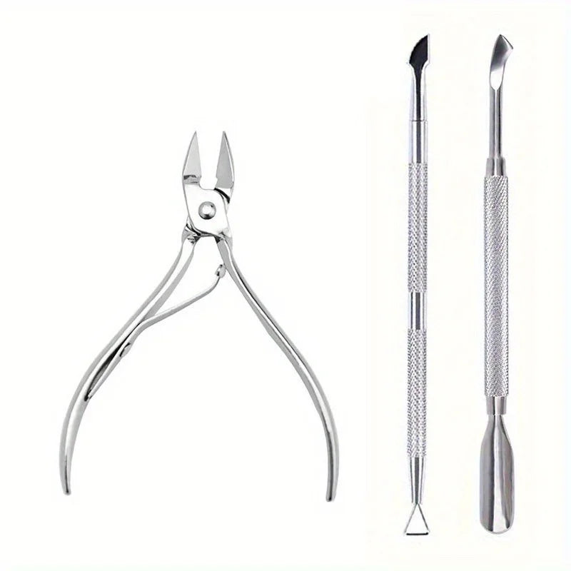 Stainless Steel Cuticle Nipper & Pusher Set for Precision Nail Care