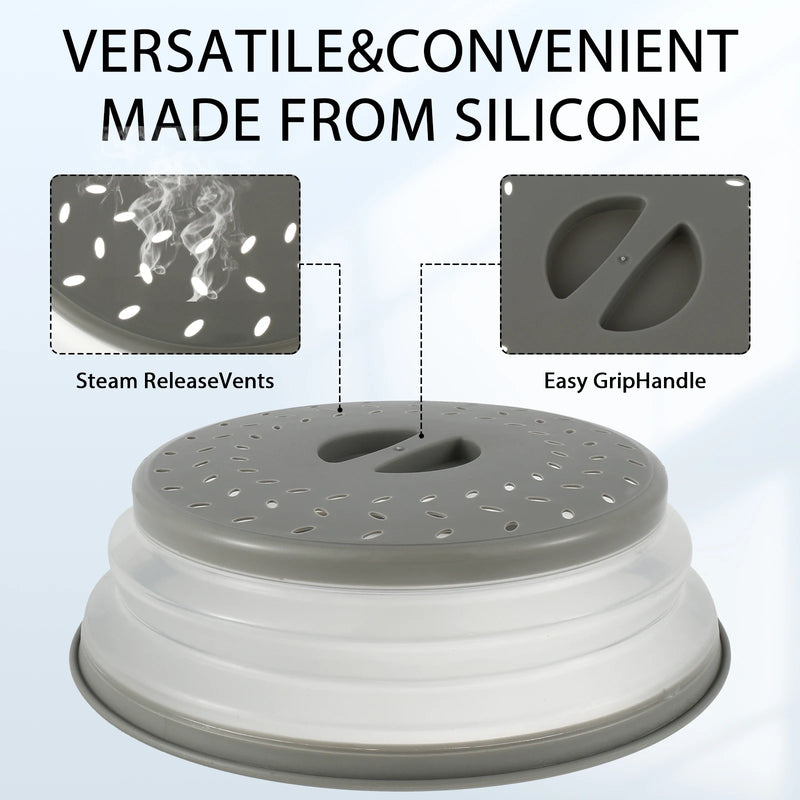 Collapsible Microwave Splatter Cover with Handle – 10.5-Inch (BPA-Free)