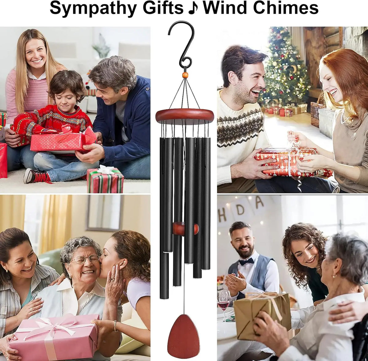 28-Inch Mediterranean Metal Wind Chime with Six Tuned Tubes for Garden, Patio & Porch