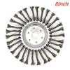 8 inch heavy-duty steel wire wheel brush with numerous bristles for lawn mowers and trimmers