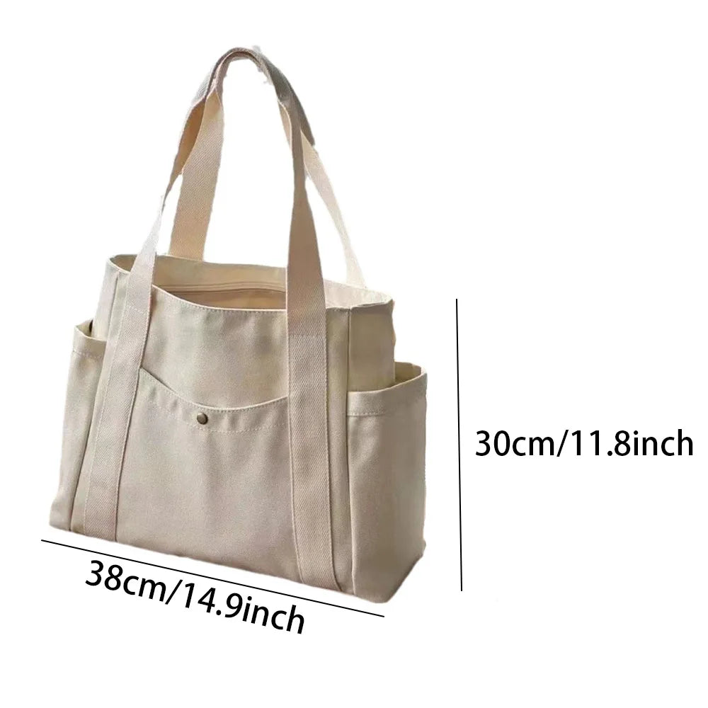 Large Capacity Canvas Tote Bag for Work, School & Shopping