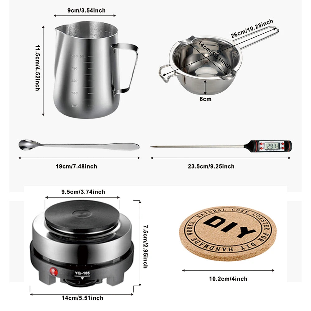 DIY Soy Wax Candle Making Kit with Stainless Steel Melting Pot