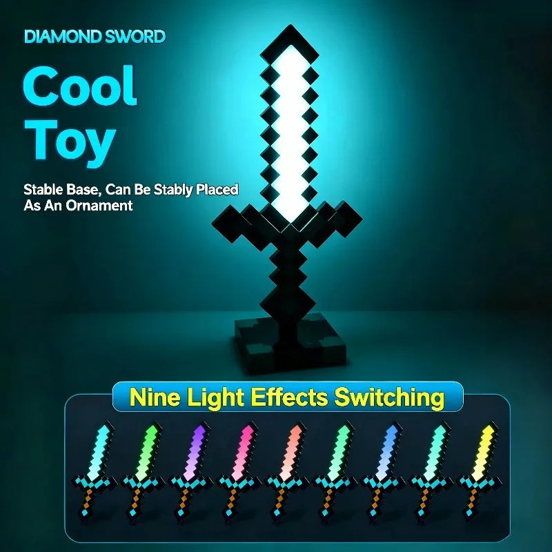 Rainbow LED Diamond Sword with USB Charging Base