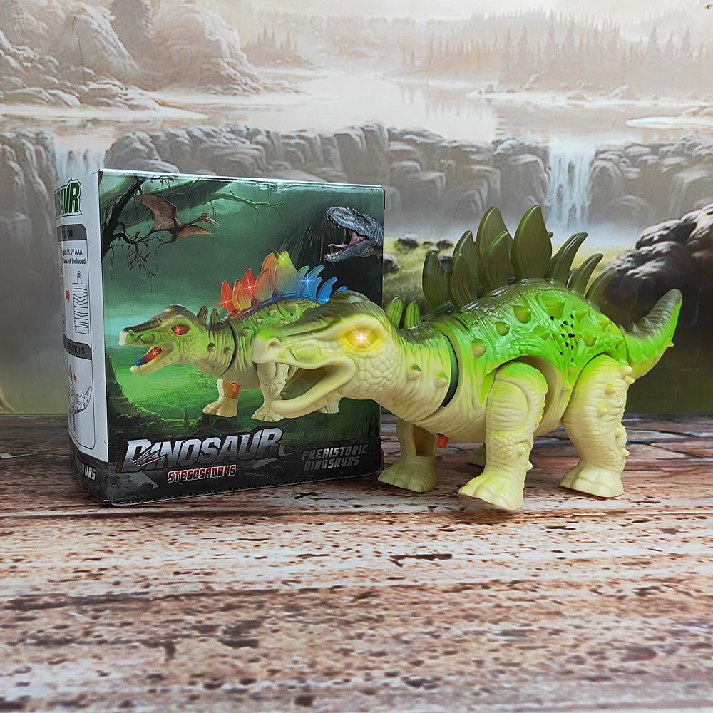 A green dinosaur toy T-Rex in a box, featuring bright colors and realistic details.