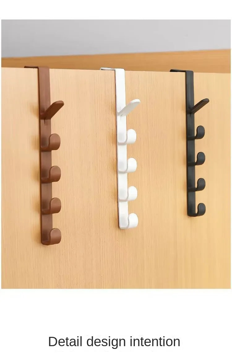 5-Hook Over-the-Door Coat Hanger for Closet & Cabinet Storage