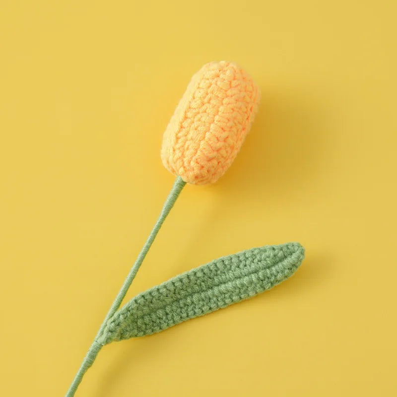 Handcrafted Crochet Tulip Bouquet – Artificial Knitted Flowers for Home Décor & Gifting