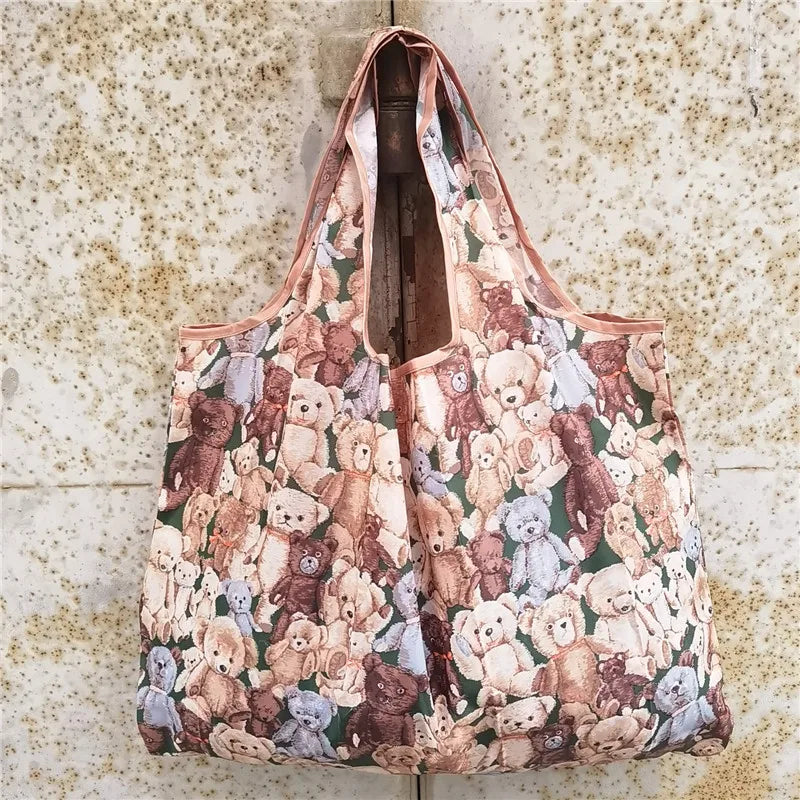 Foldable Eco-Friendly Shopping Bag with Cartoon Print