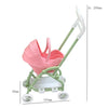A pink fashion doll accessories set featuring a white and green pram or stroller with a handle.
