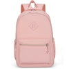 A pink urban nylon backpack with a padded shoulder strap and zippered compartments.