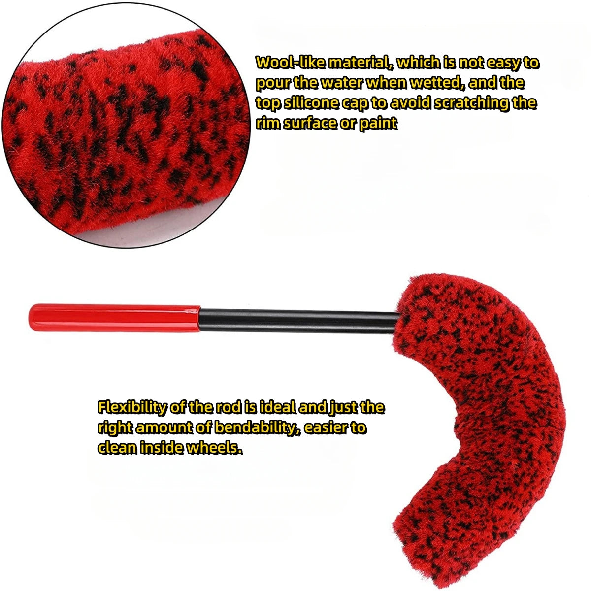Bendable Wheel Cleaning Brush Set for Car Rims and Tires