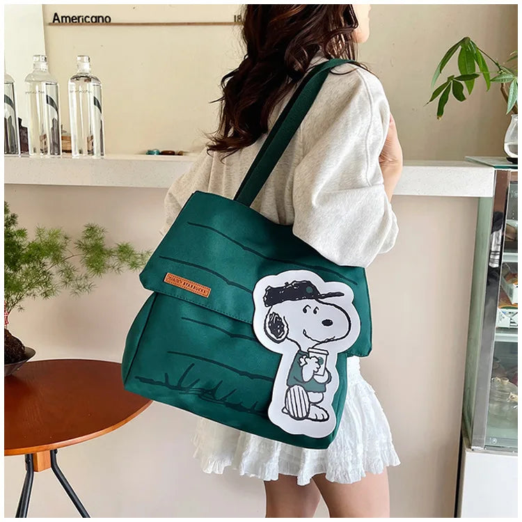 Snoopy Canvas Tote Bag with Crossbody Strap