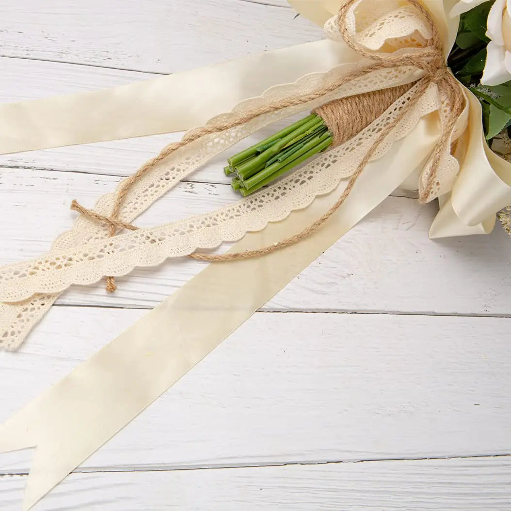 Champagne Ivory Artificial Rose Wedding Bouquet