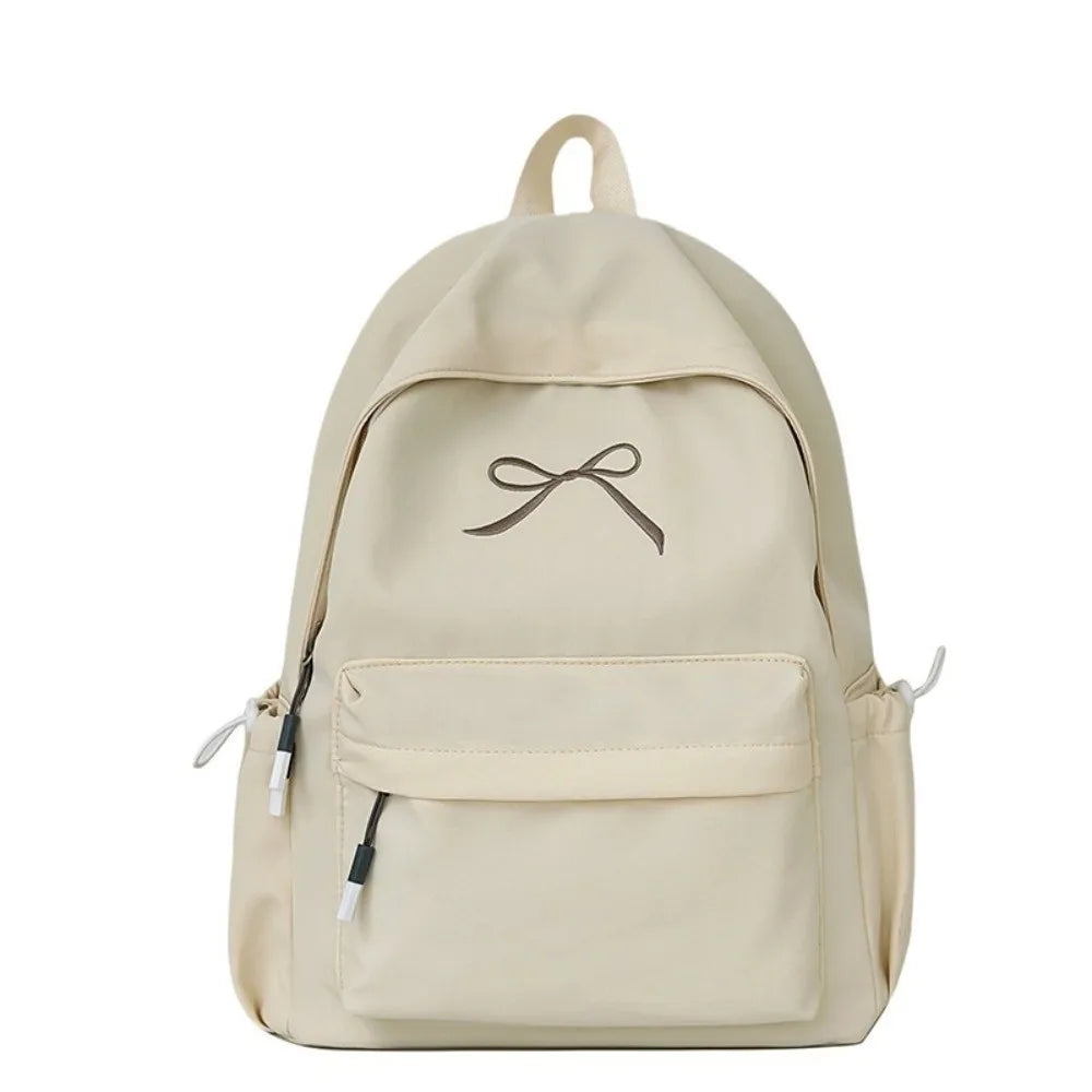 Embroidered Bow Nylon Backpack for Girls – Lightweight & Spacious