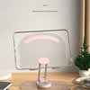 A silver acrylic stand is shown holding a tablet, designed for multi angle flexible posture adjustment.