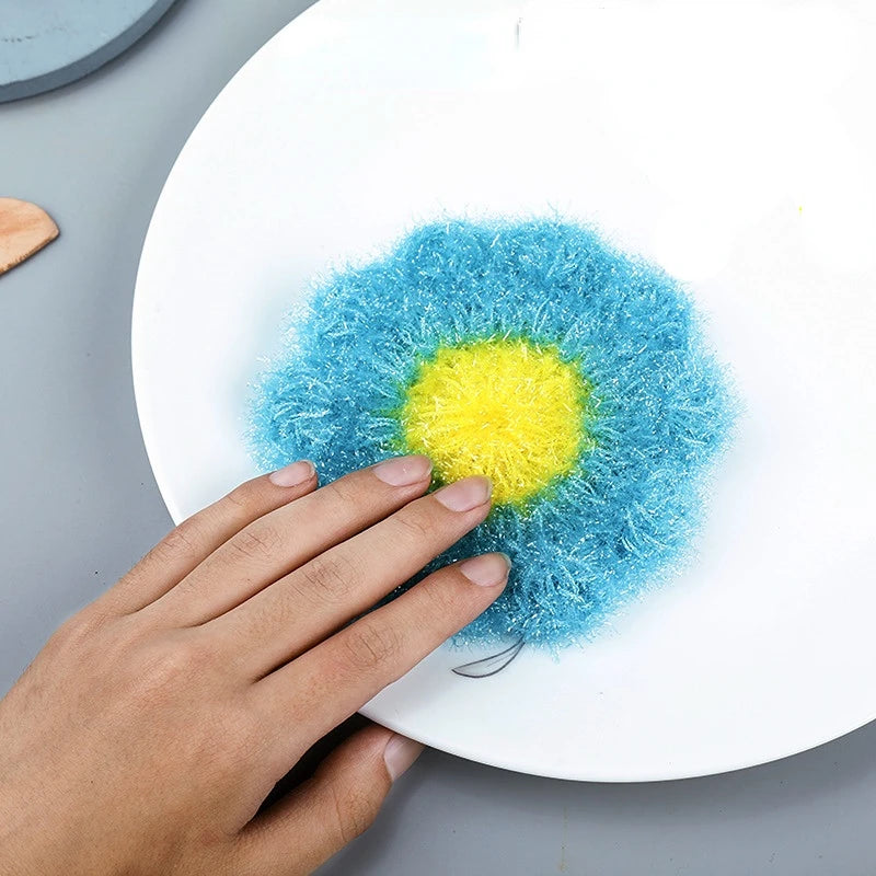 Floral Kitchen Scrubber Sponge – Non-Scratch Scouring Pad for Dishes, Pots & Pans