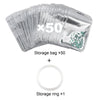 A stack of 50 clear storage bags and one storage ring for diamond art supplies