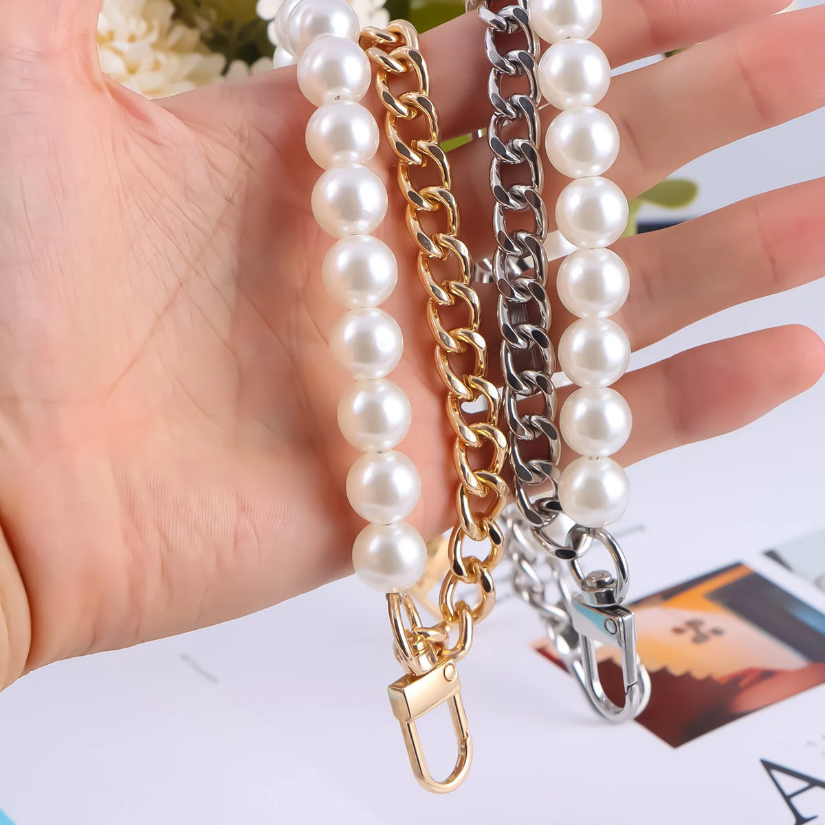 Pearl Purse Chain Handle for Bags and Handbags