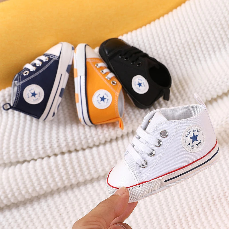Classic Canvas First Walker Shoes for Babies with Star Print