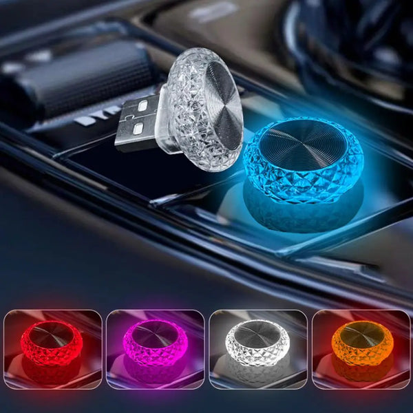 Mini USB LED-Ambienteslicht mit verschiedenen Kristall- und strukturierten Glasdesigns in verschiedenen Farben