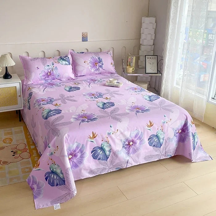 Red Floral Printed Flat Bed Sheet – Soft & Breathable