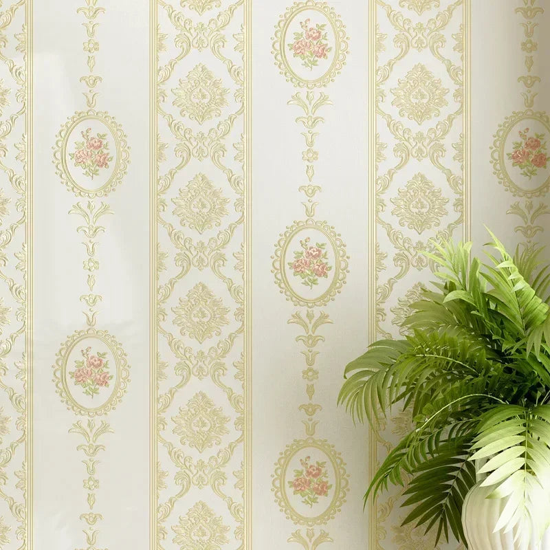 3D Glitter Metallic Stripe Wallpaper Roll