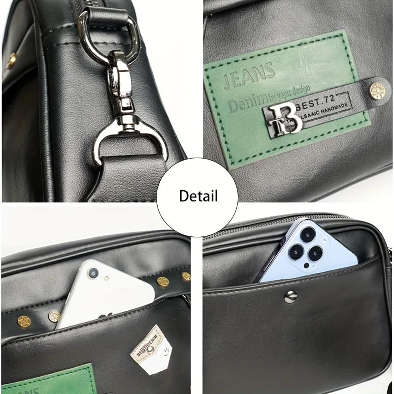 Classic PU Leather Men's Crossbody Messenger Bag