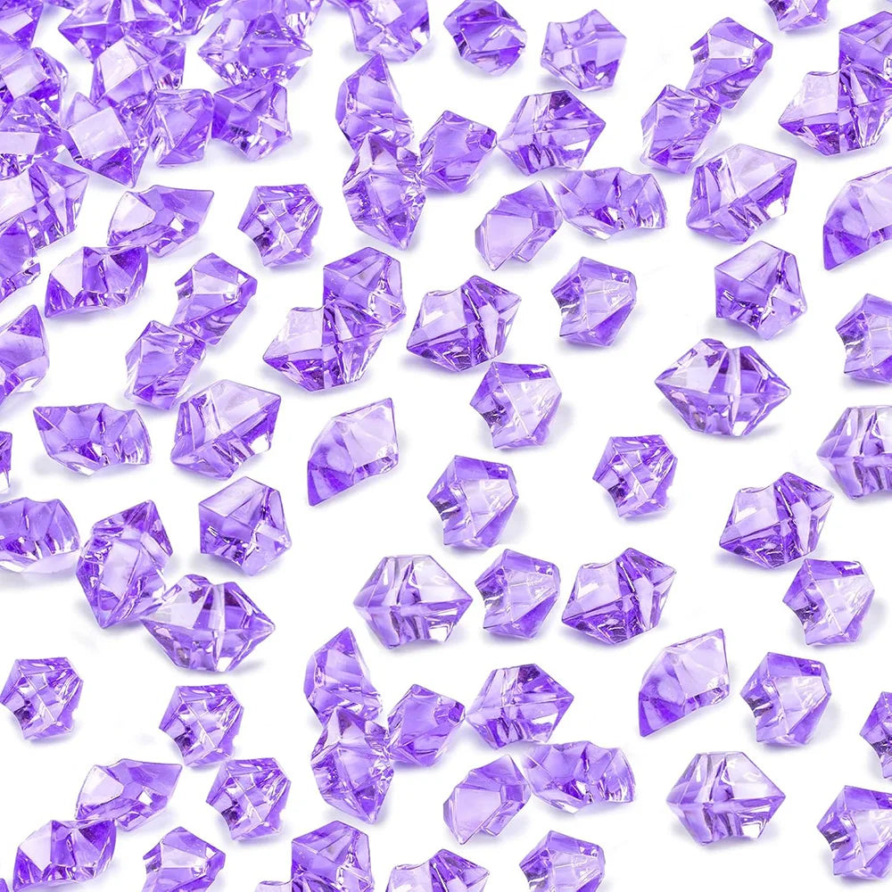 Purple acrylic crushed ice gems used for vase fillers and decor