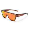 Brown polarized sunglasses with orange-yellow lenses and a dark brown frame