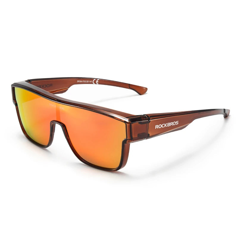Brown polarized sunglasses with orange-yellow lenses and a dark brown frame