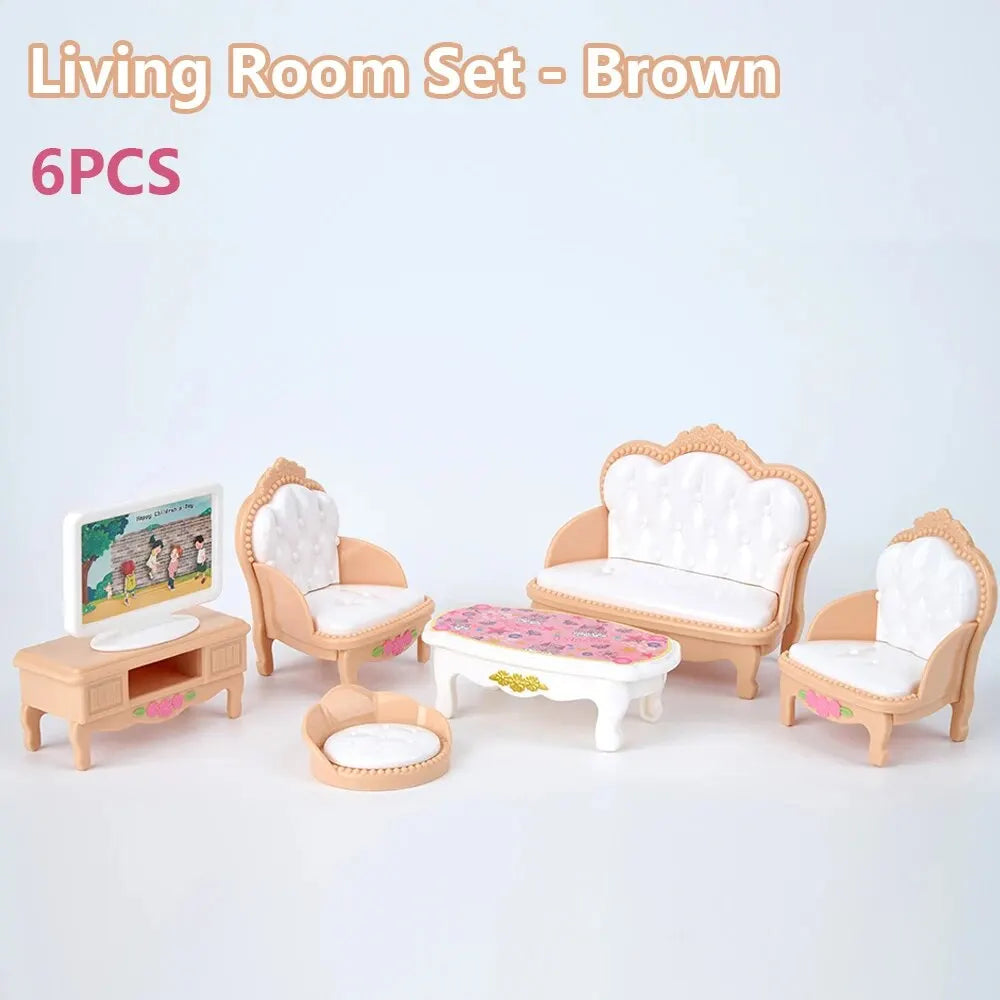 Kawaii Pink Dollhouse Kitchen Furniture Play Set