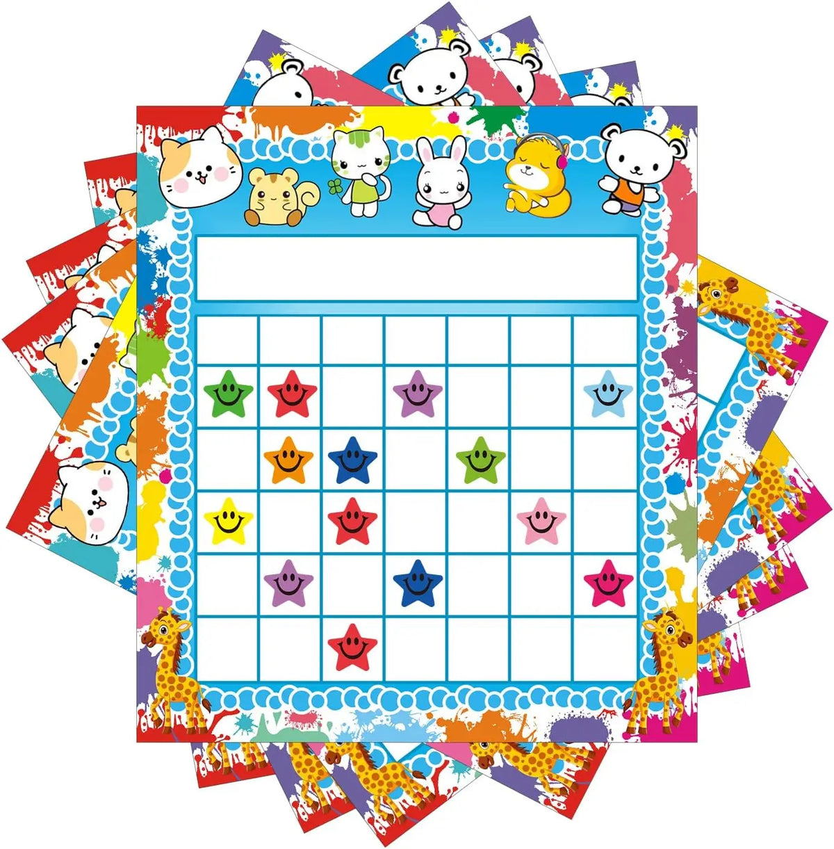 Animal Reward Chart Set with Stickers for Kids