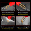 A set of welding nails including V-shaped, M type, small wave, and large wave nails for repairing car bumper cracks.