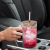 Vintage Ribbed Glass Tumbler with Bamboo Lid and Straw