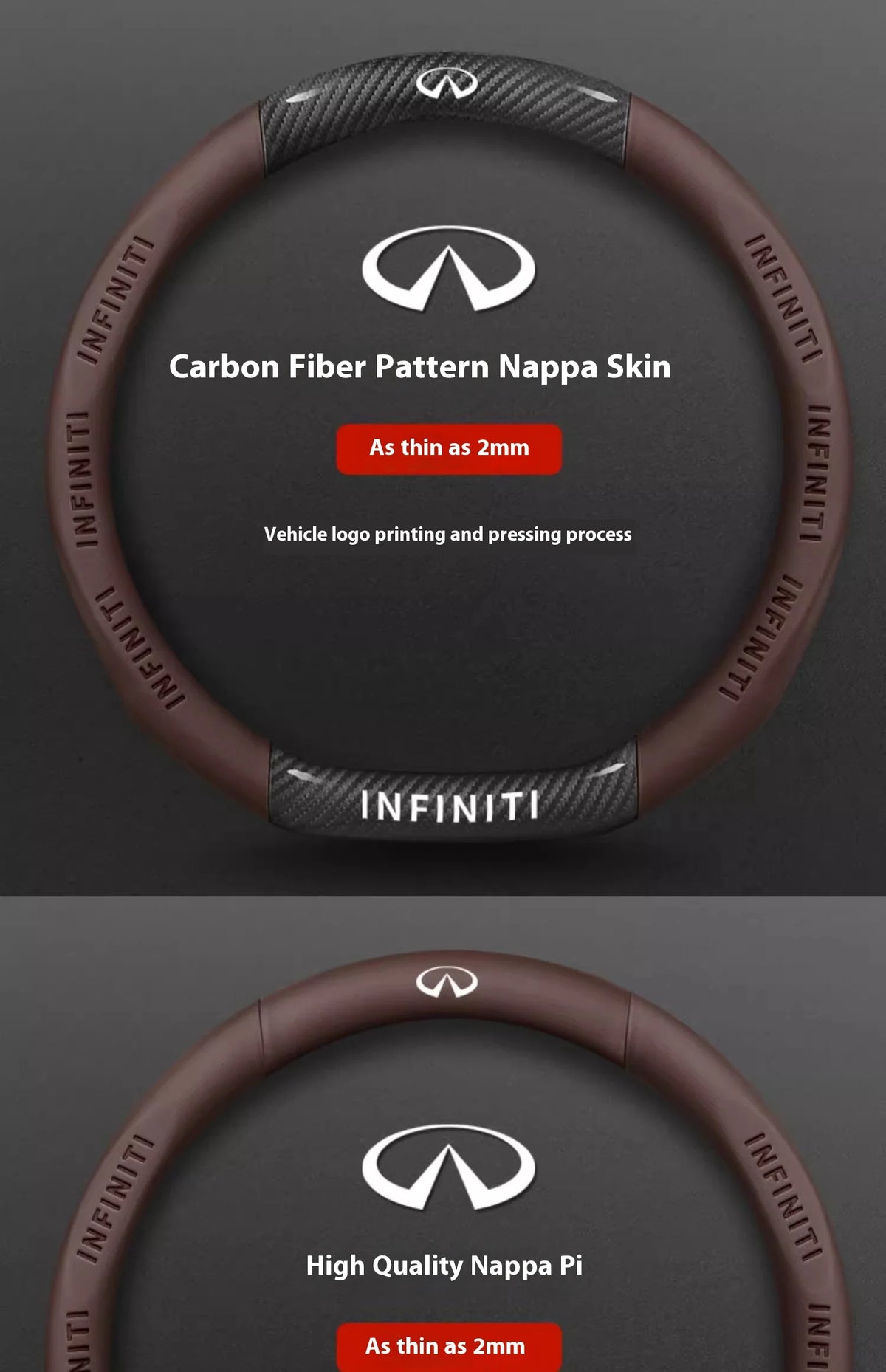 Carbon Fiber Leather Steering Wheel Cover for Infiniti Models