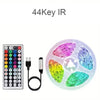 A 44Key IR LED strip light with a remote control and power cable.