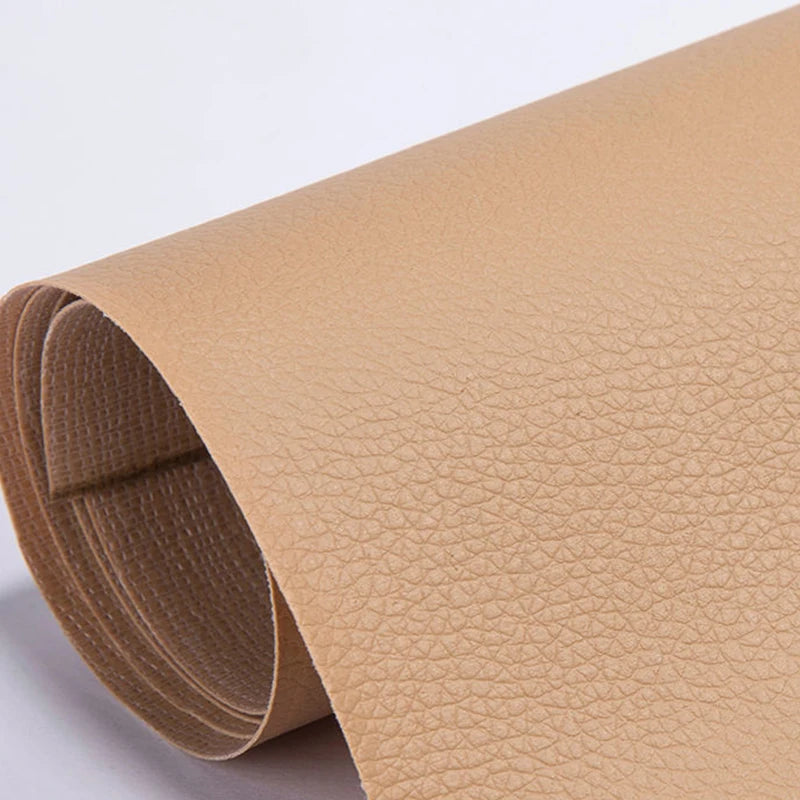 Roll of tan PU leather repair patches for crafting and DIY projects