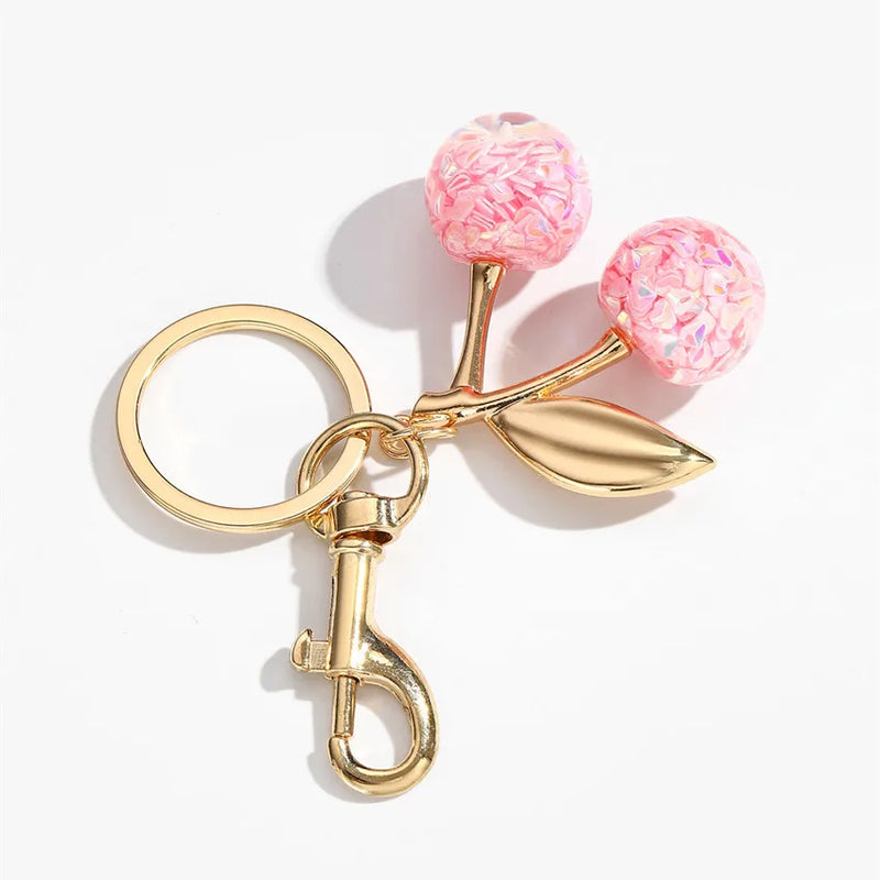 Crystal Cherry Keychain with Lobster Clasp