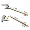 Brass toilet tank flush lever with side mount design showing various length measurements