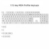 A set of 115-key MDA profile keycaps with crystal clear and RGB backlit features.