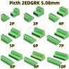 A set of green solderless screw terminal block connectors with various pitch sizes from 2P to 10P.