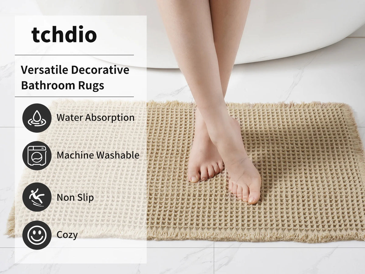 Waffle Weave Bath Mat with Non-Slip Backing