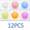 A set of twelve reusable splash water balloons in various colors including white, pink, blue, yellow, orange, and purple.