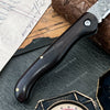 Damascus Steel Folding Pocket Knife with Ebony Handle