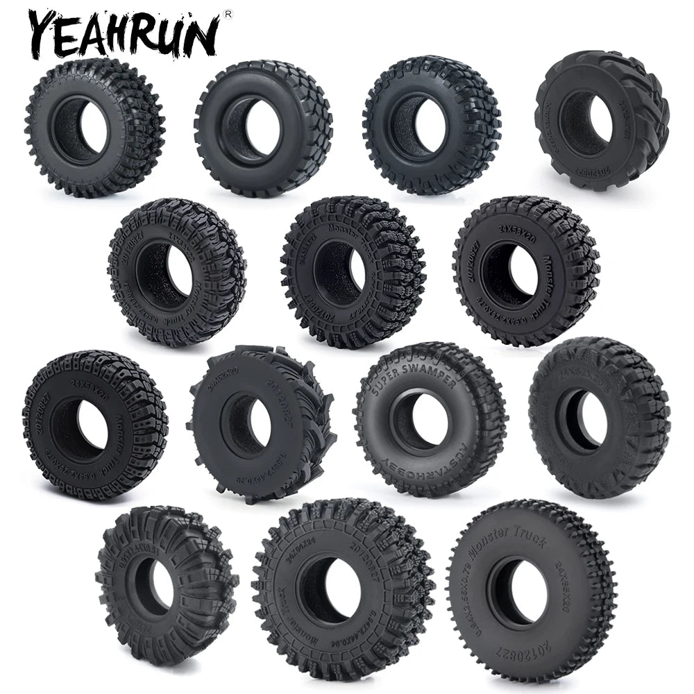 Set of soft rubber tires for 1/18 and 1/24 RC crawler cars in black