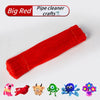 A red pipe cleaner craft set featuring various animal shapes like a pink rabbit, red bird, and blue octopus.