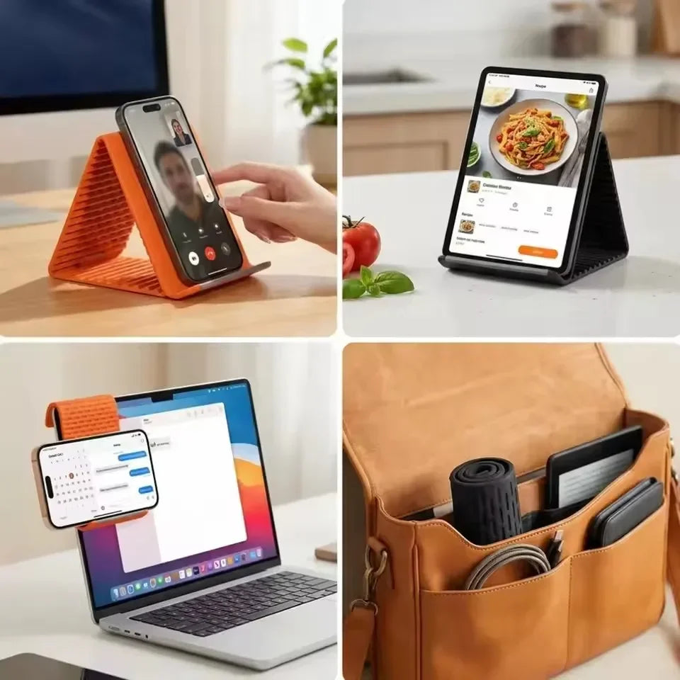 Flexible Foldable Silicone Device Stand for Phones, Tablets & Laptops
