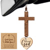 Wood Cross Car Rearview Mirror Pendant with Bible Verse