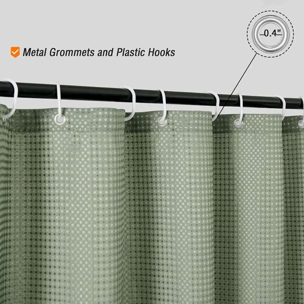 Waffle Textured Waterproof Shower Curtain with Hooks